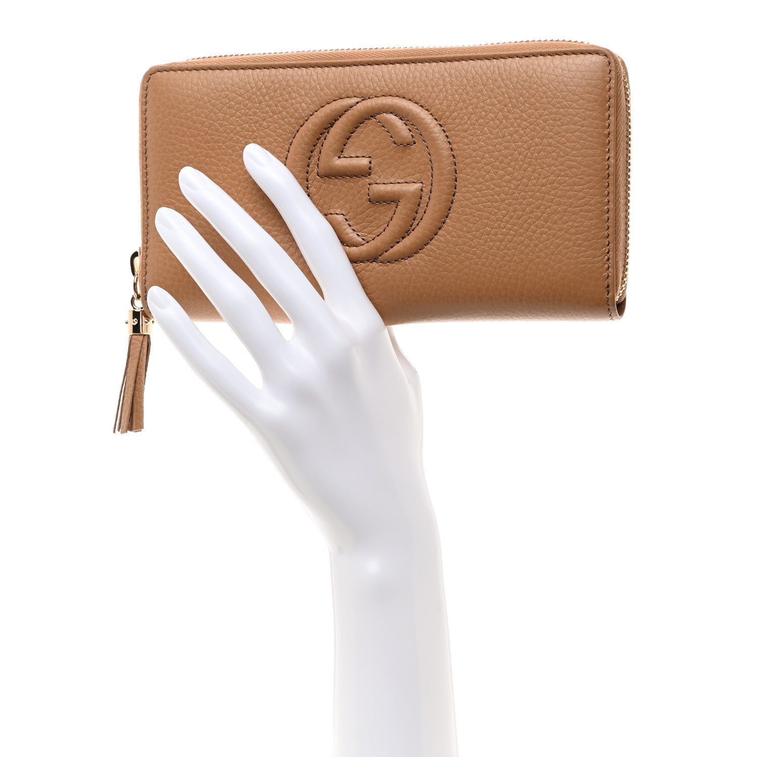 Gucci Pebbled Calfskin Soho Zip Around Wallet Camelia 2 of 8
