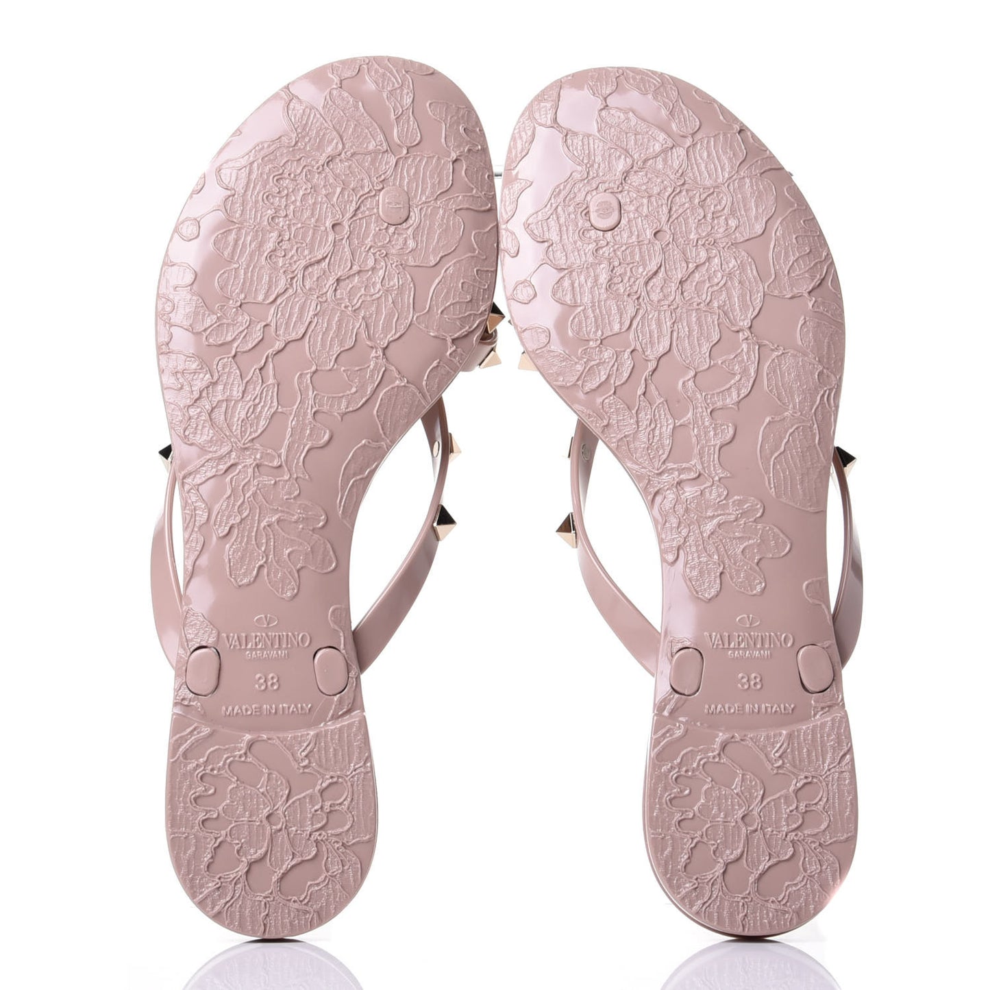 PVC Jelly Rockstud Bow Thong Sandals 38 Poudre