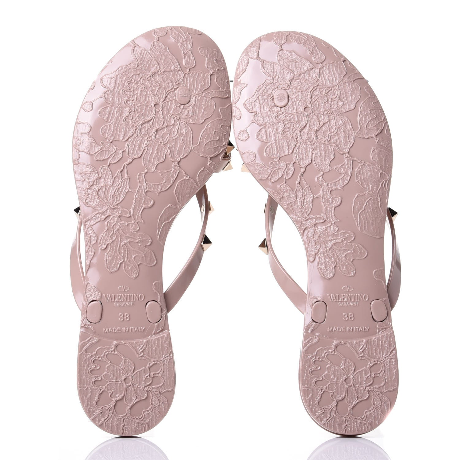 Valentino Garavani PVC Jelly Rockstud Bow Thong Sandals 38 Poudre 7 of 10