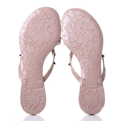 Valentino Garavani PVC Jelly Rockstud Bow Thong Sandals 38 Poudre 7 of 10