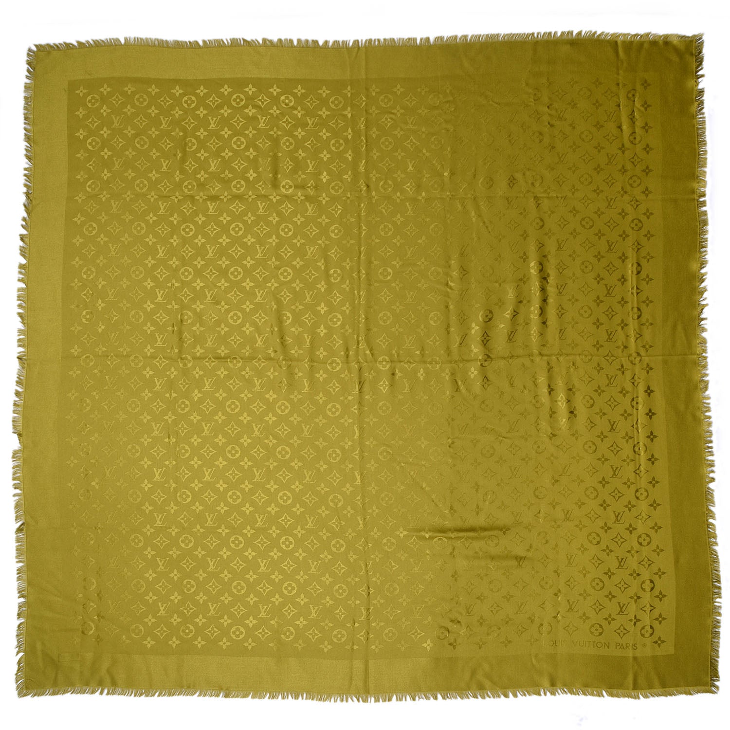 Louis Vuitton Wool Silk Monogram Shawl Green 3 of 5