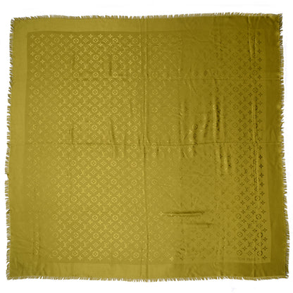 Louis Vuitton Wool Silk Monogram Shawl Green 3 of 5