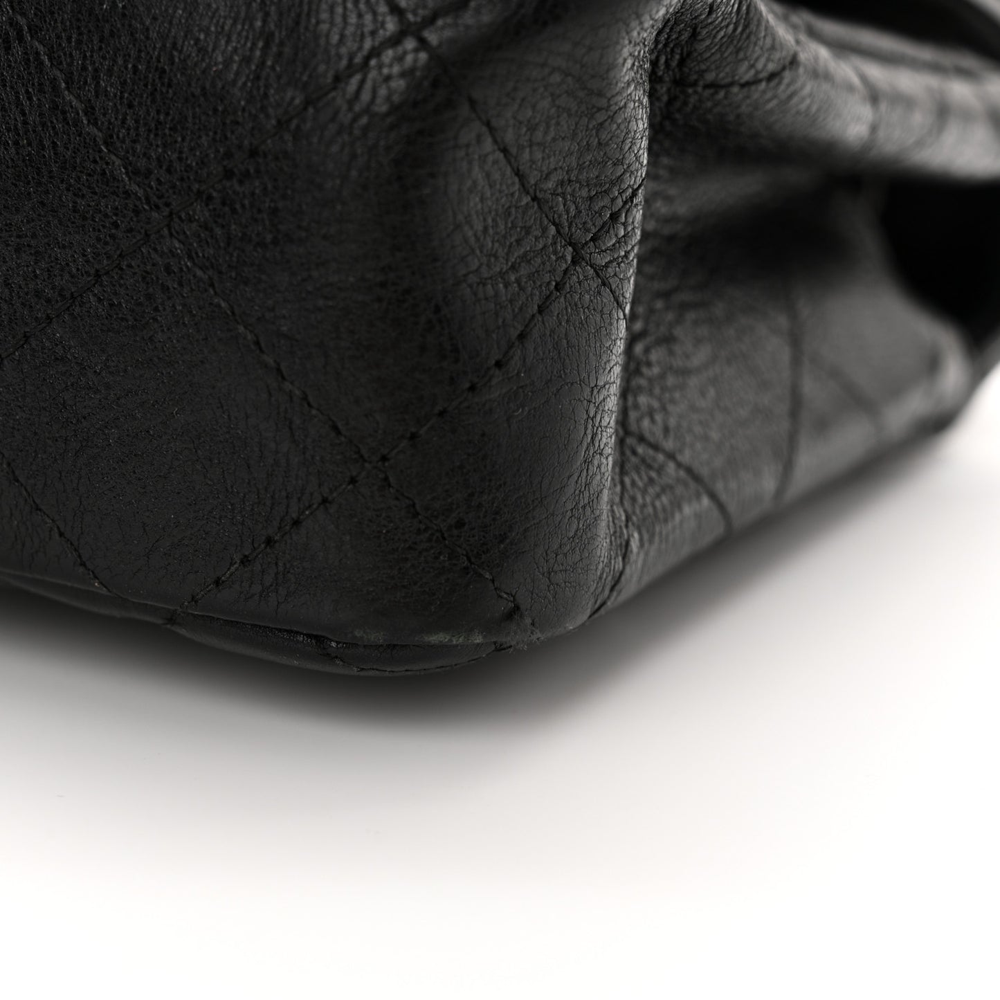 Crumpled Calfskin Quilted Mini Rectangular Flap So Black