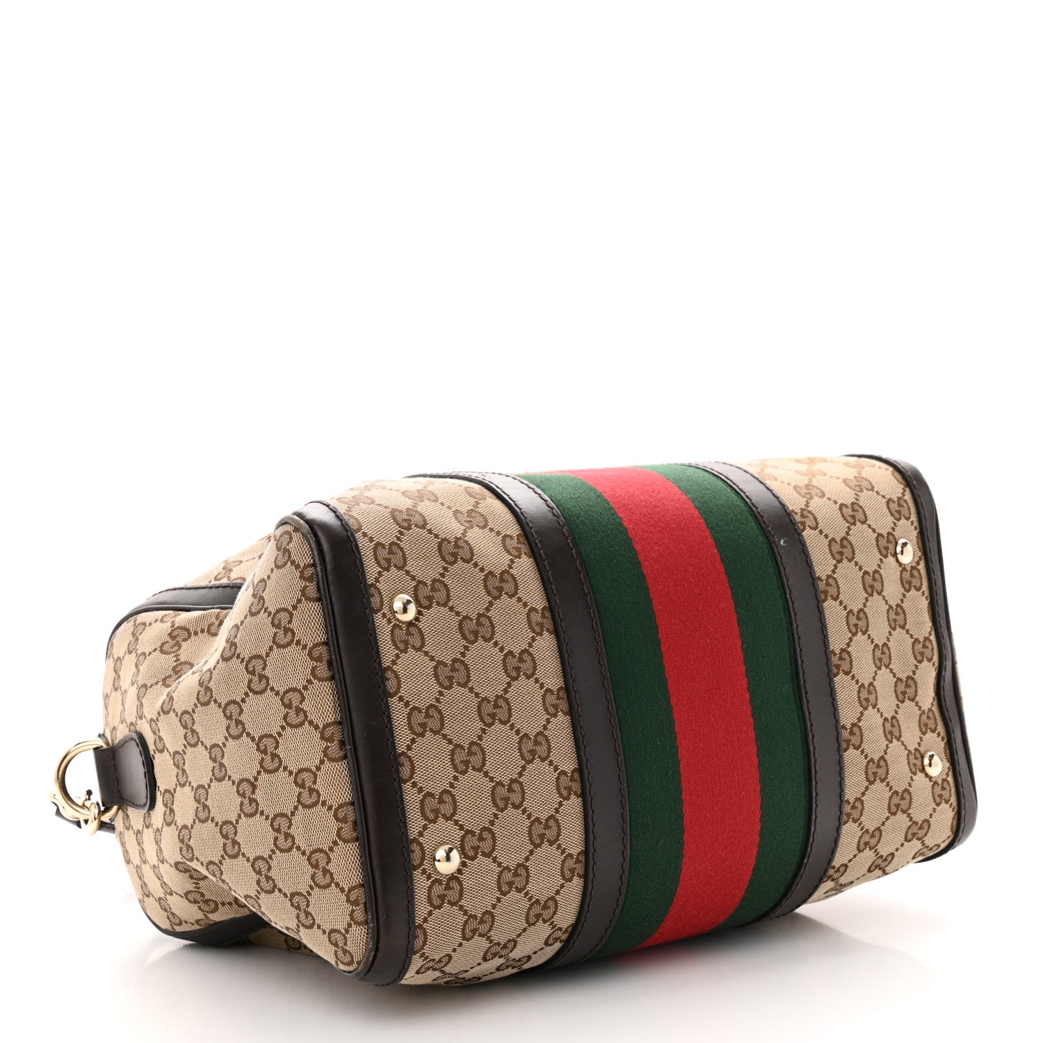 Gucci Monogram Vintage Web Medium Boston Dark Brown 4 of 16