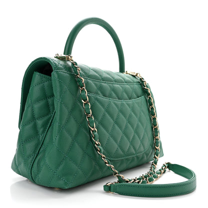 Chanel Caviar Quilted Small Coco Handle Flap Green 3 of 10