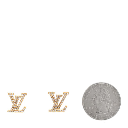 Louis Vuitton Metal Crystal LV Iconic Earrings Gold 2 of 6