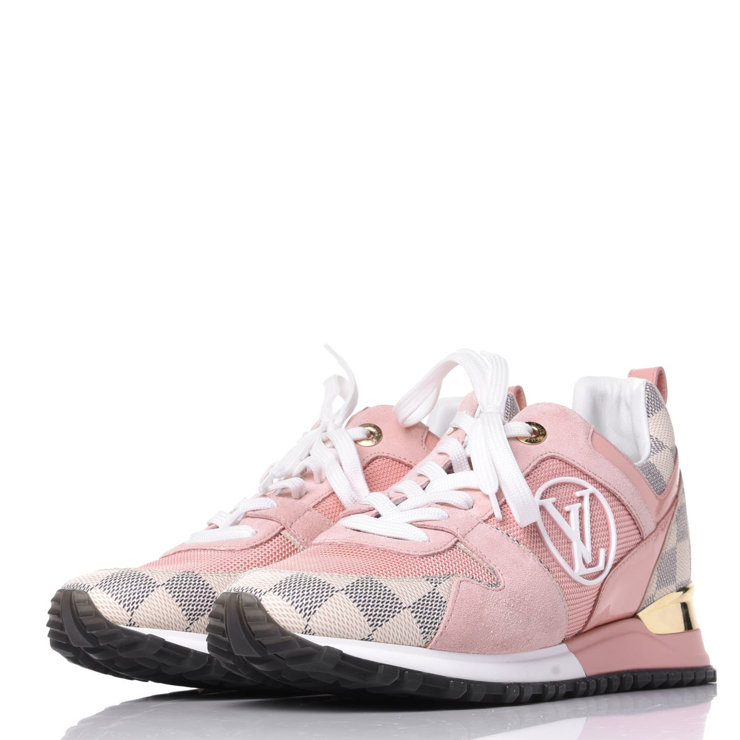 Louis Vuitton Suede Damier Azur Run Away Sneakers 37.5 Pink 3 of 11
