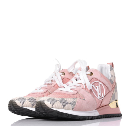 Louis Vuitton Suede Damier Azur Run Away Sneakers 37.5 Pink 3 of 11