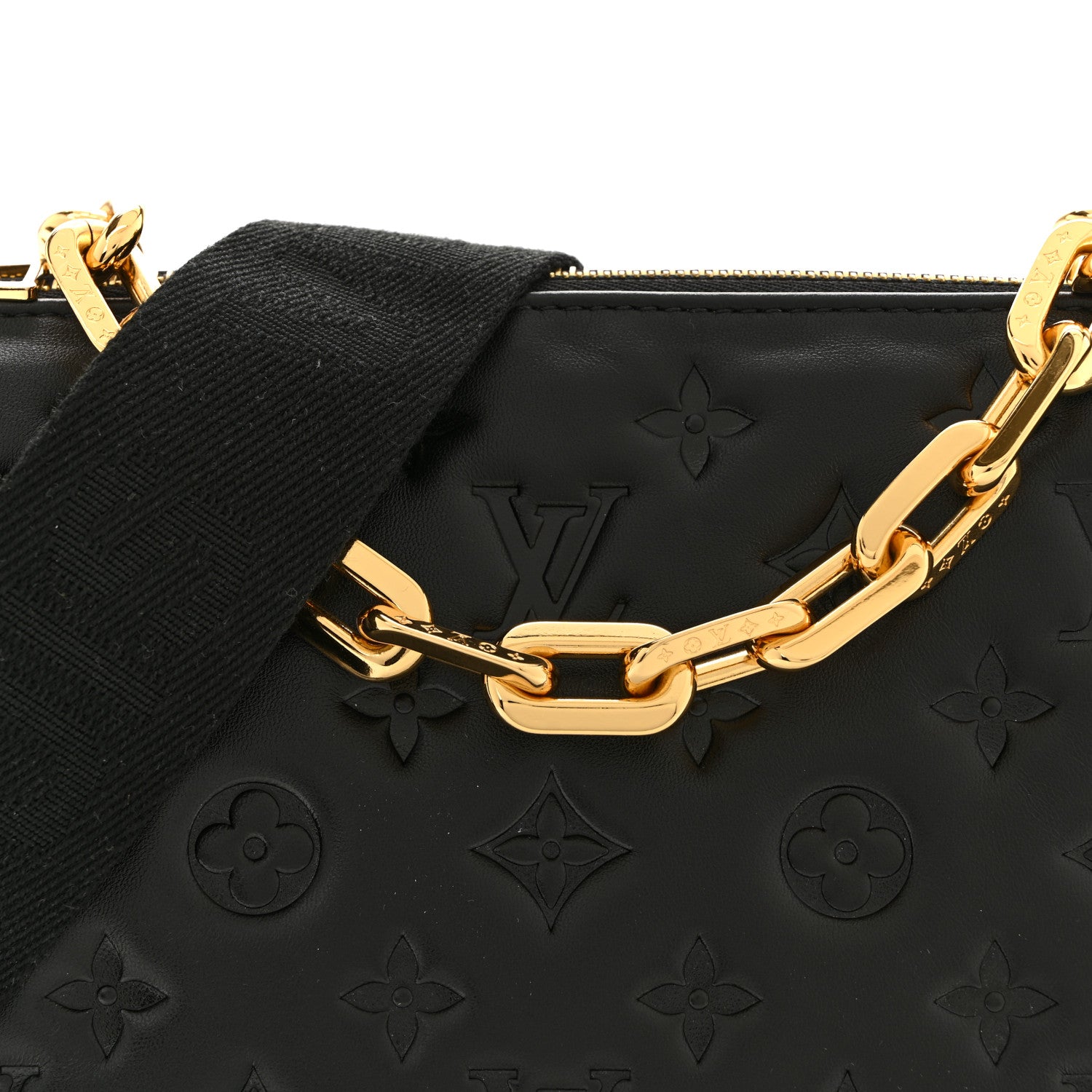 Louis Vuitton Lambskin Embossed Monogram Coussin PM Black 8 of 12
