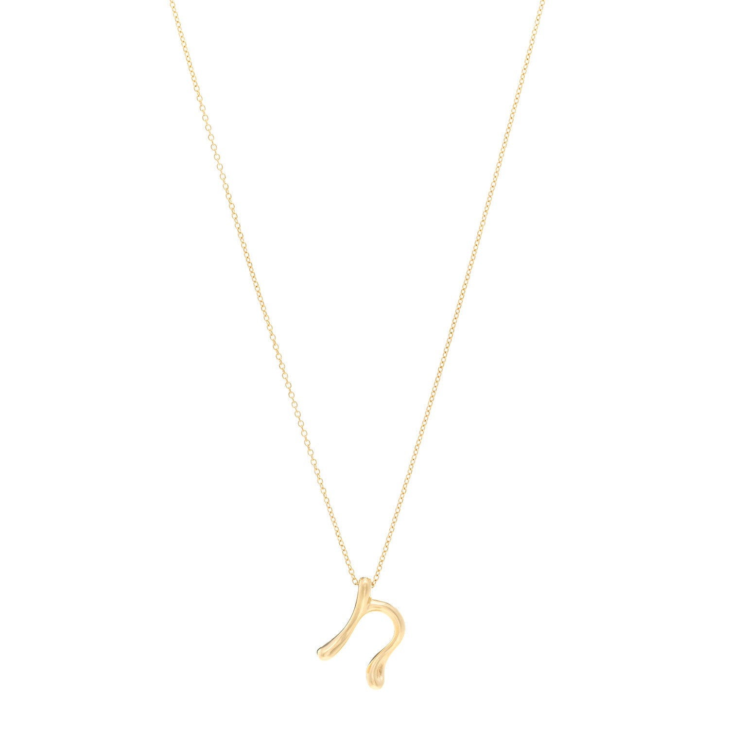 Tiffany 18K Yellow Gold Elsa Peretti Letter N Pendant Necklace 1 of 4
