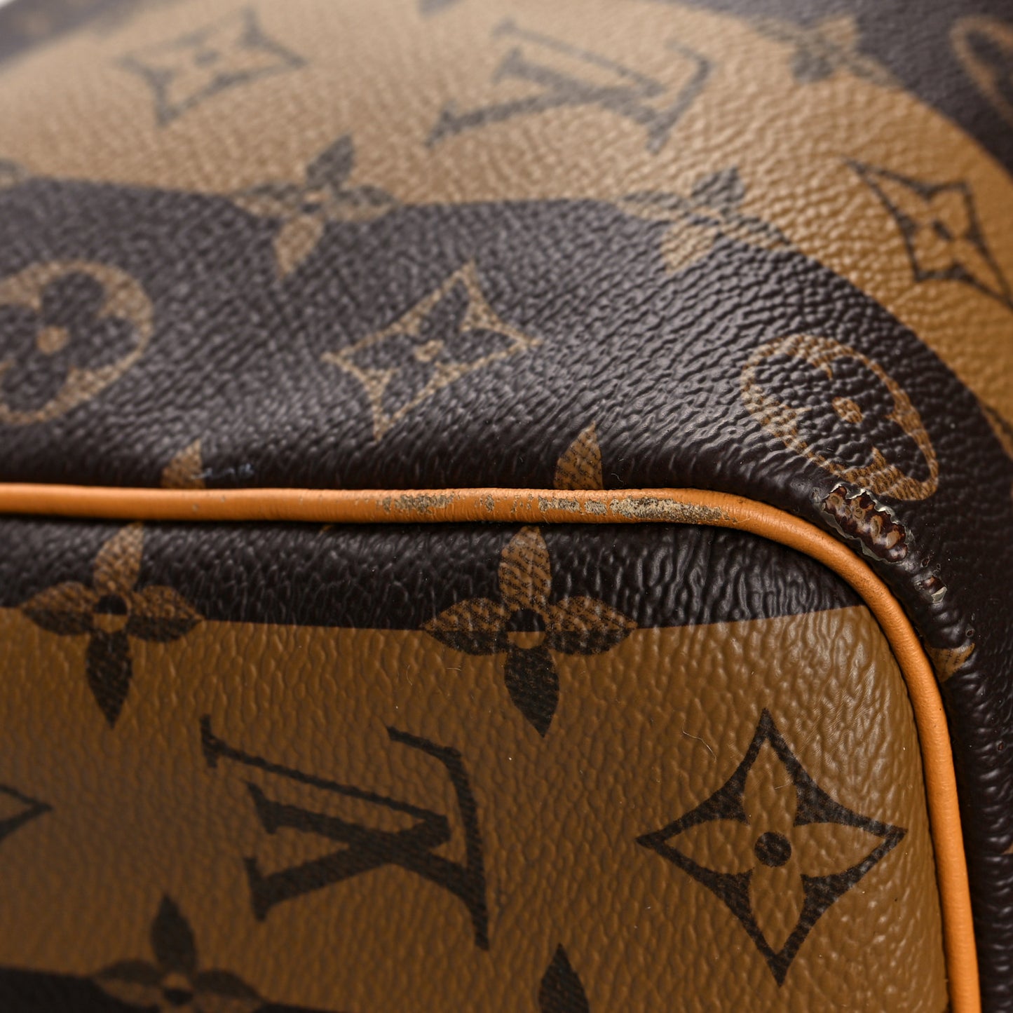 X NIGO Reverse Monogram Stripe Keepall Bandouliere 50 Brown