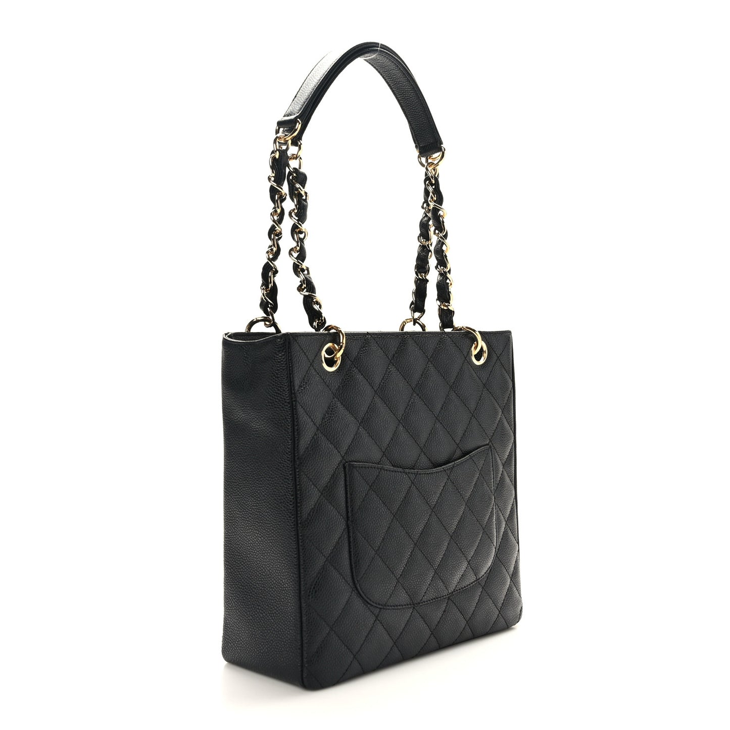 Caviar Quilted Petit Shopping Tote PST Black