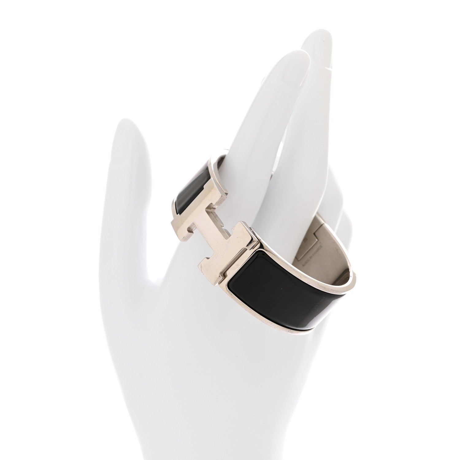 Hermes Enamel Wide Clic Clac H Bracelet GM Black 2 of 4
