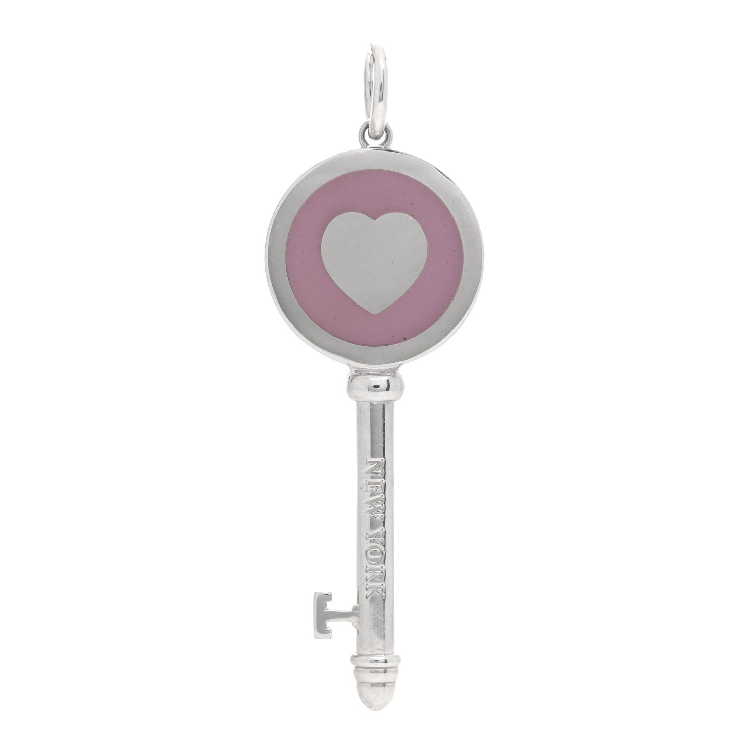 Tiffany Sterling Silver Enamel Keys Heart Key Pendant Lavender 1 of 4