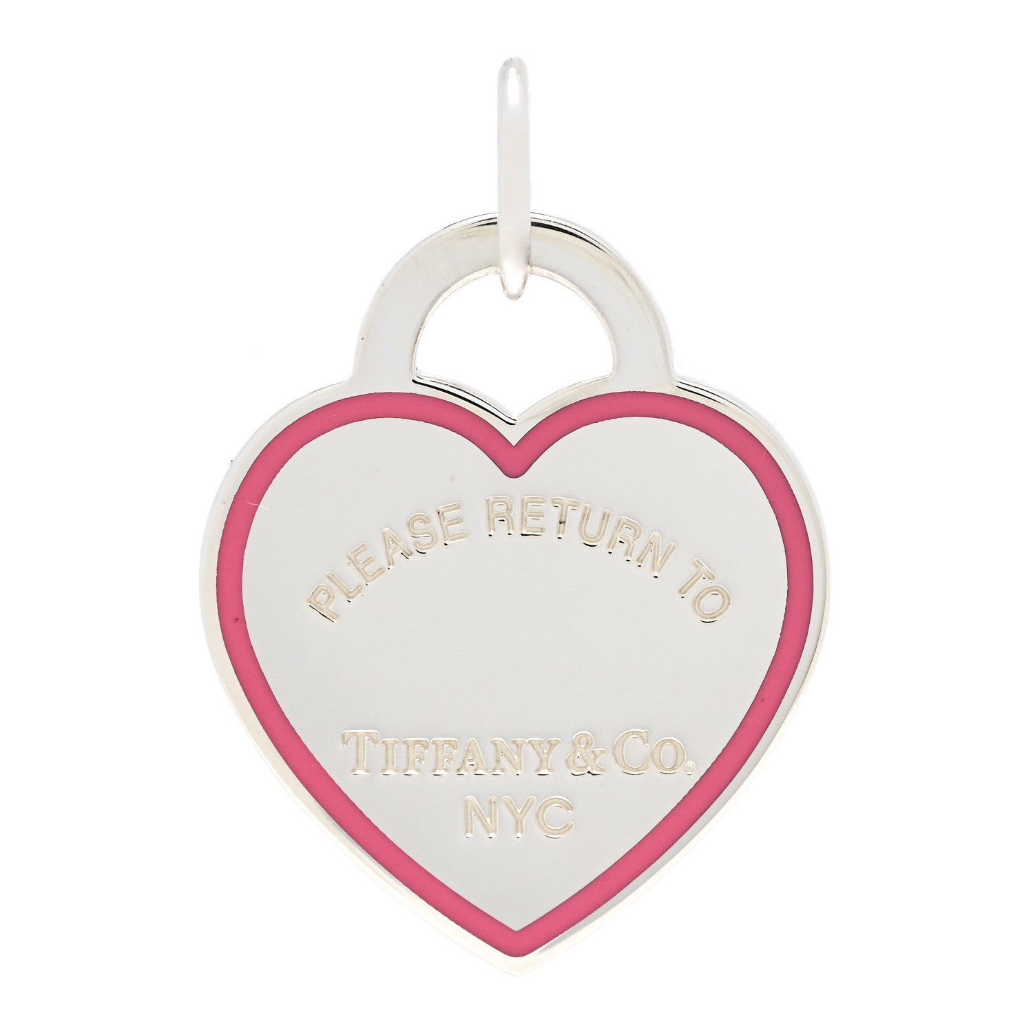 Tiffany Sterling Silver Enamel Return to Tiffany Heart Tag Charm Pink 1 of 4