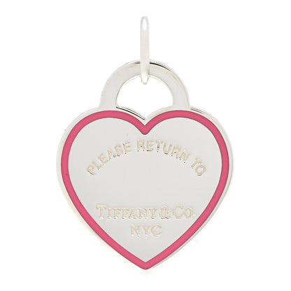 Tiffany Sterling Silver Enamel Return to Tiffany Heart Tag Charm Pink 1 of 4