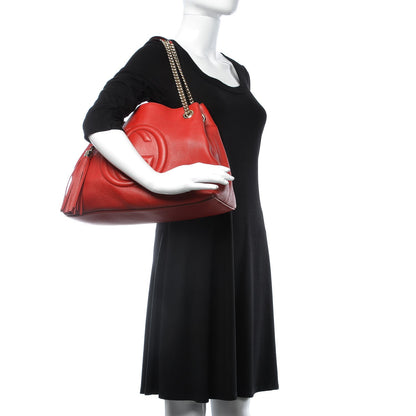 Gucci Pebbled Calfskin Medium Soho Chain Shoulder Bag Tabasco Red 2 of 11