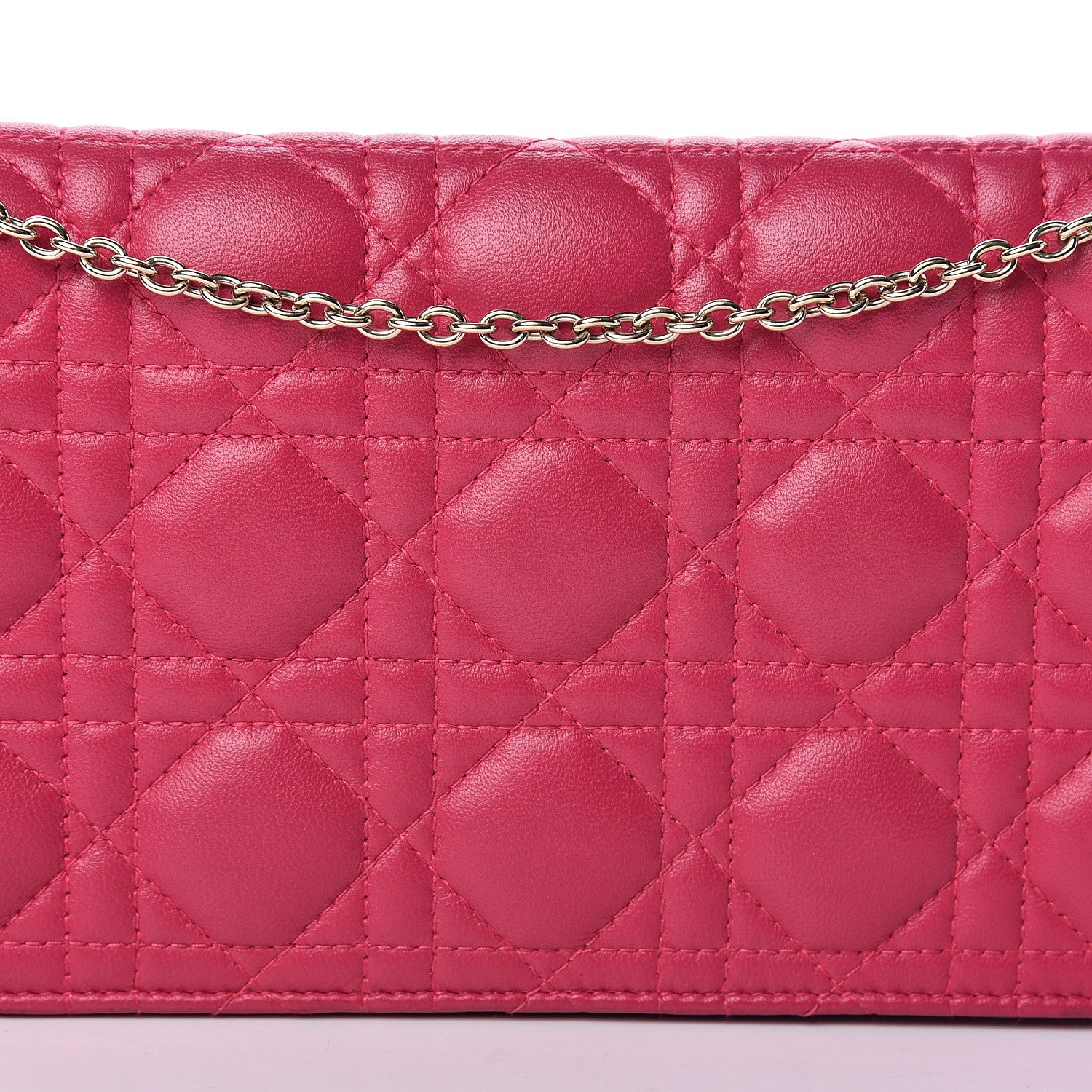 Christian Dior Lambskin Cannage Rendezvous Chain Wallet Pink 13 of 14