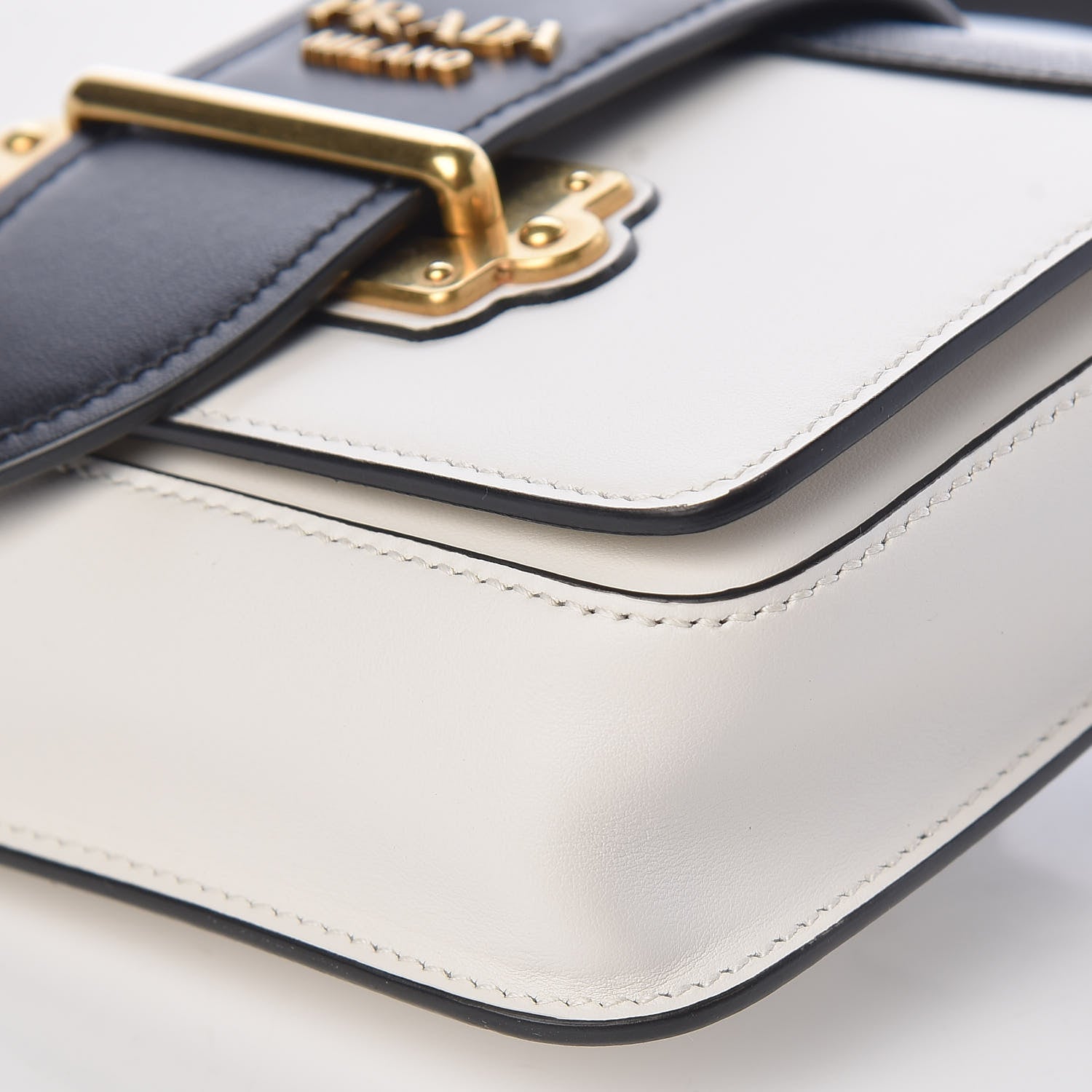Prada Saffiano City Calf Cahier Belt Bag White Black 9 of 10