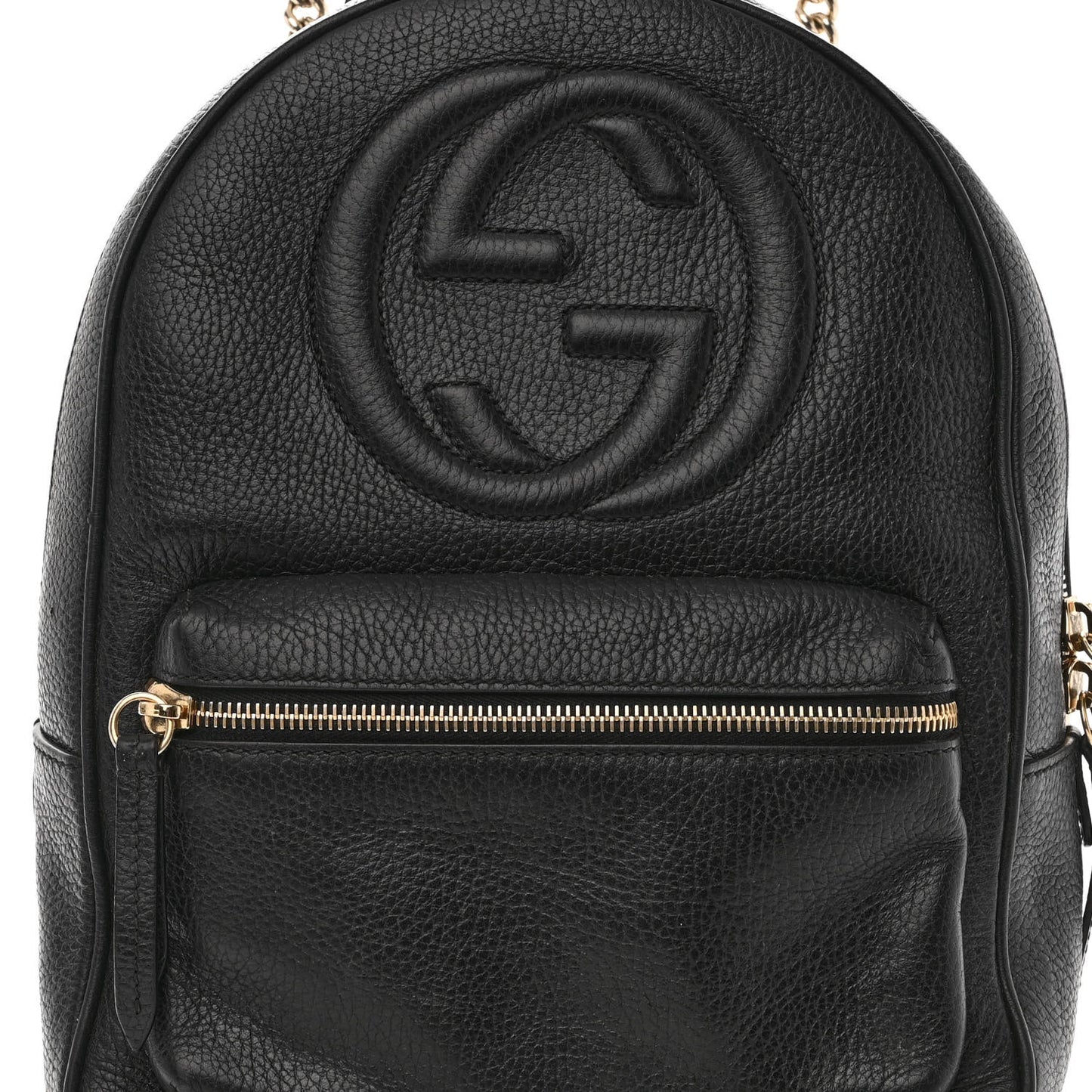 Pebbled Calfskin Soho Chain Backpack Black