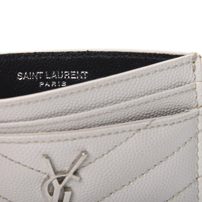 Saint Laurent Grain De Poudre Matelasse Chevron Monogram Credit Card Case Blanc Vintage 6 of 6