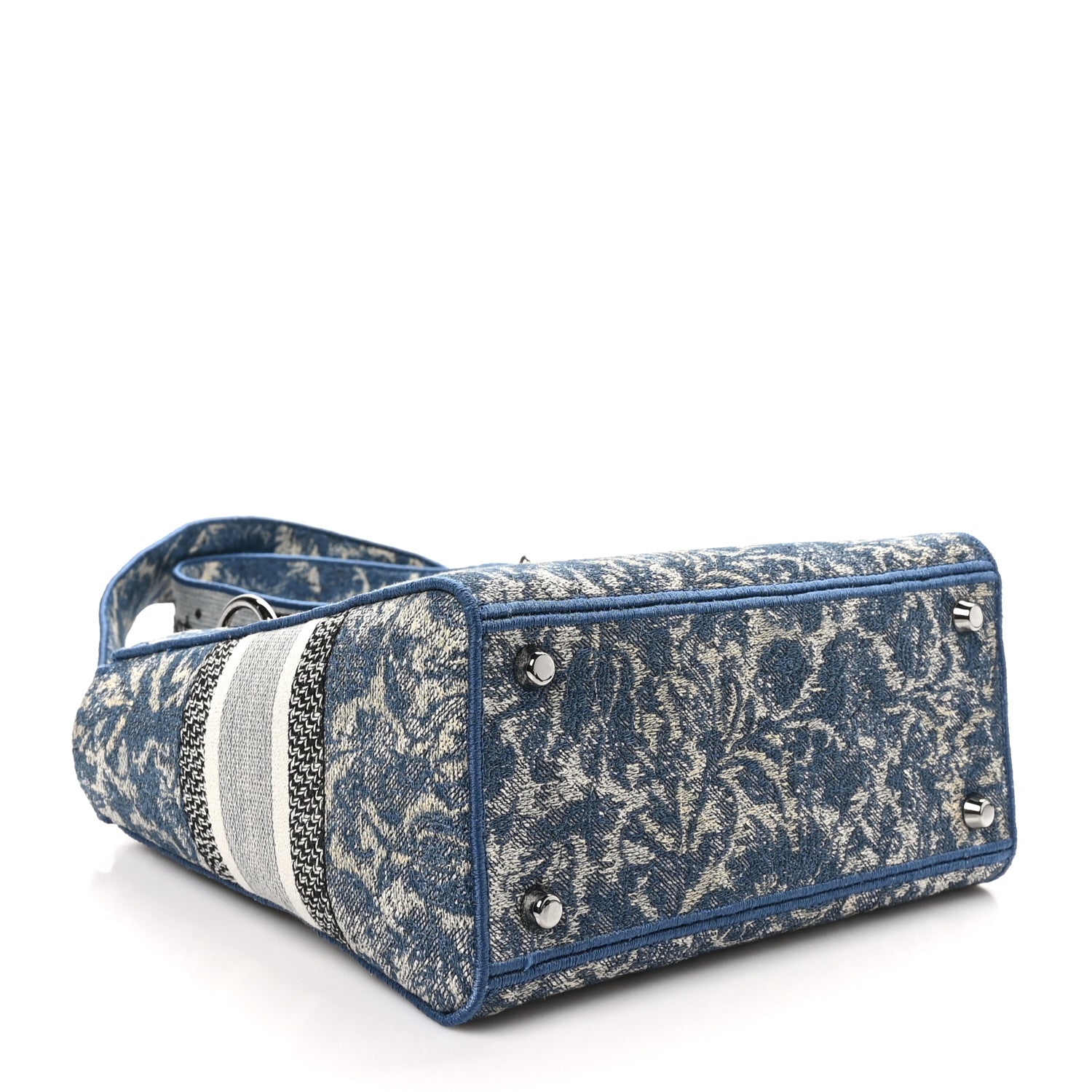Christian Dior Canvas Embroidered Brocart Medium Lady D-Lite  Blue 4 of 9