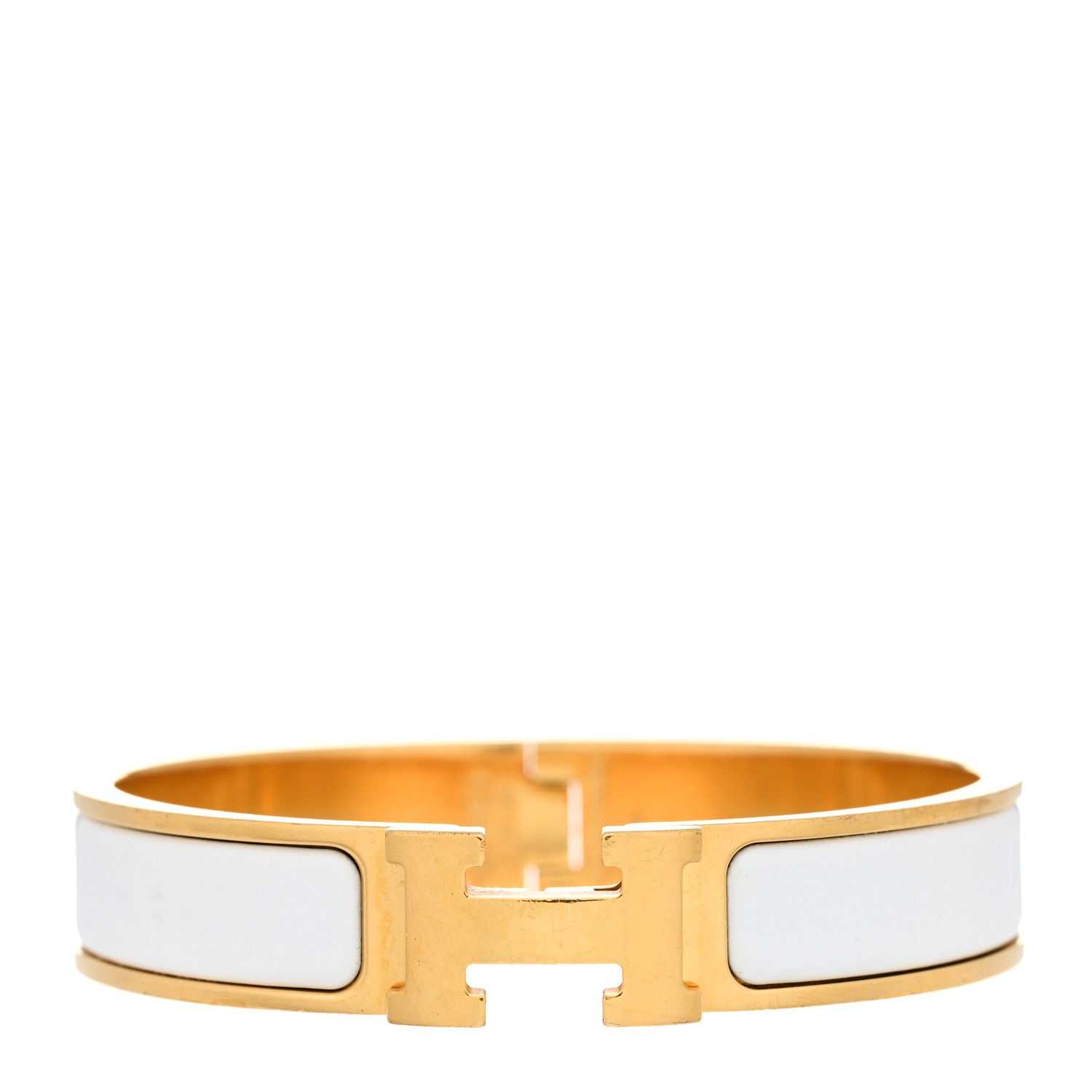 Hermes Enamel Narrow Clic Clac H Bracelet PM White 1 of 8