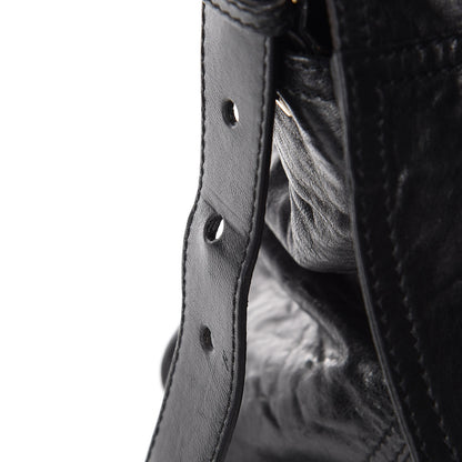 Fendi Crumpled Calfskin Fringe Large Convertible Baguette Black 16 of 18