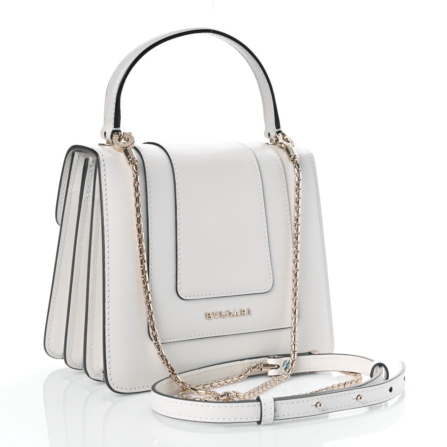 Bulgari Calfskin Serpenti Forever Top Handle White 3 of 8