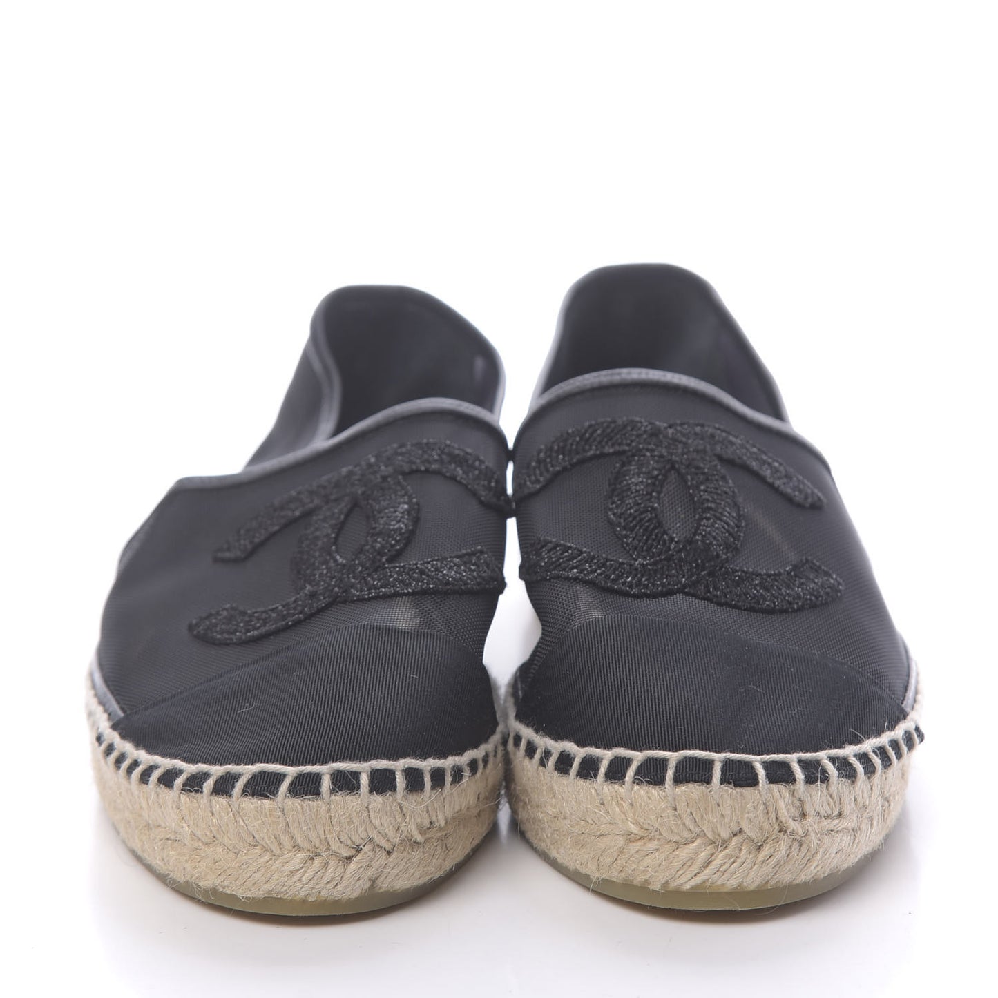 Mesh Grosgrain CC Espadrilles 40 Black