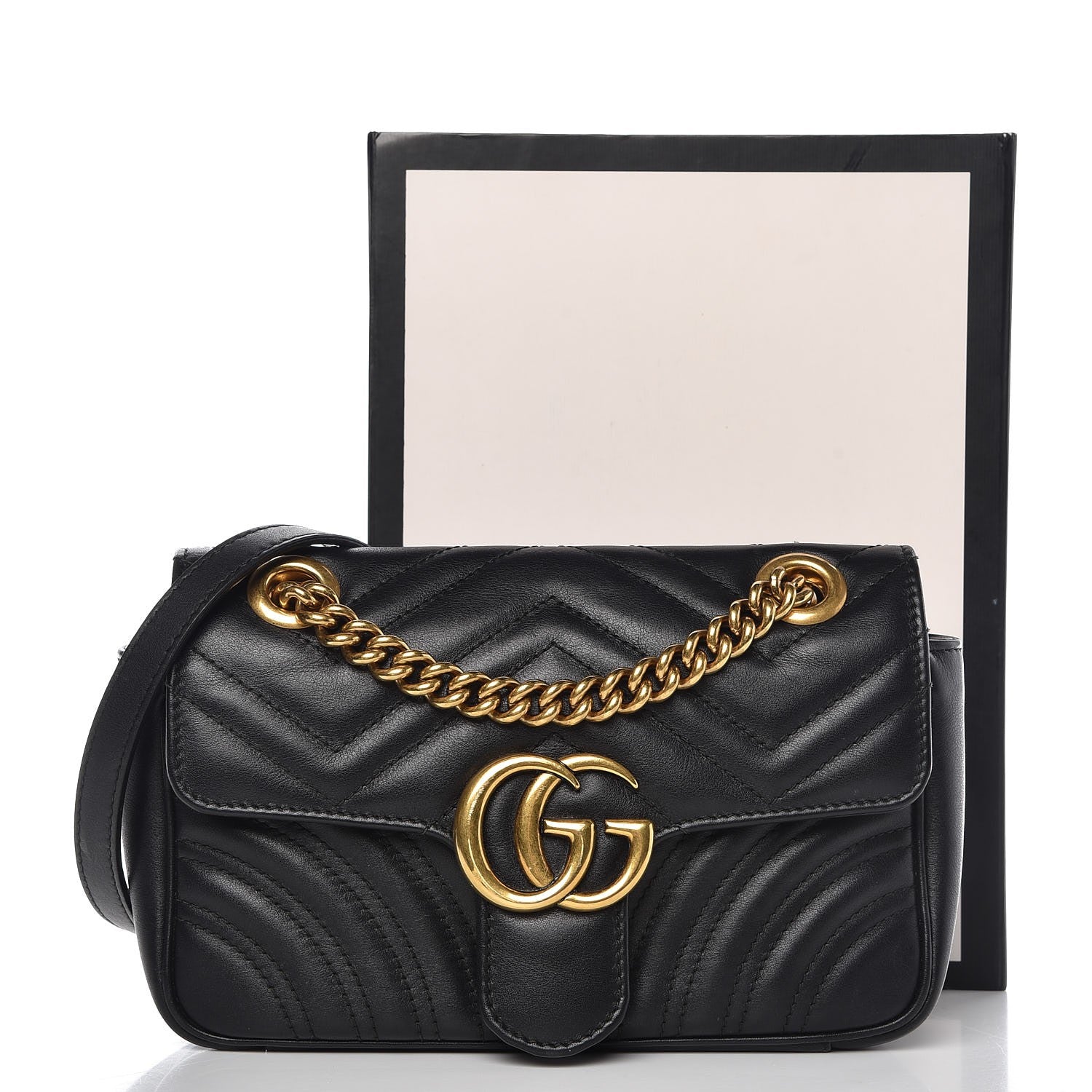 Gucci Calfskin Matelasse Mini GG Marmont Shoulder Bag Black 10 of 10