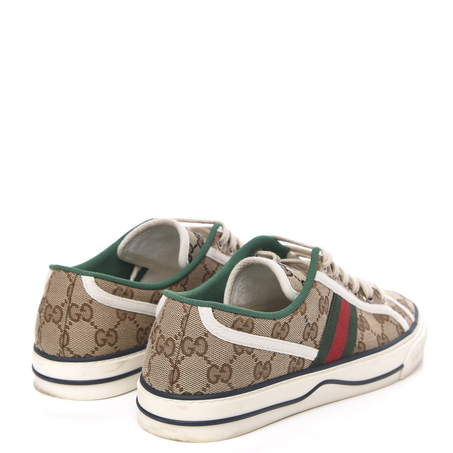 Gucci GG Monogram Web Womens 1977 Tennis Sneakers 39 Beige Ebony Mystic White 4 of 11
