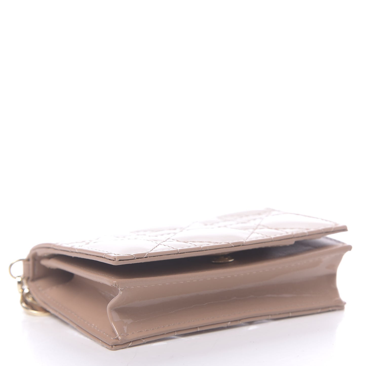 Patent Cannage Small Lady Dior Flap Card Holder Rose De Vents