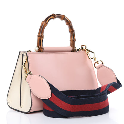 Gucci Nappa Bamboo Web Mini Nymphaea Top Handle Bag Perfect Pink Mystic White 3 of 10
