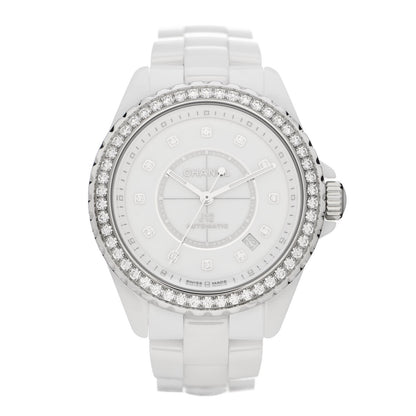 Chanel Stainless Steel Ceramic Diamond Bezel 38mm J12 Automatic Watch White 1 of 5