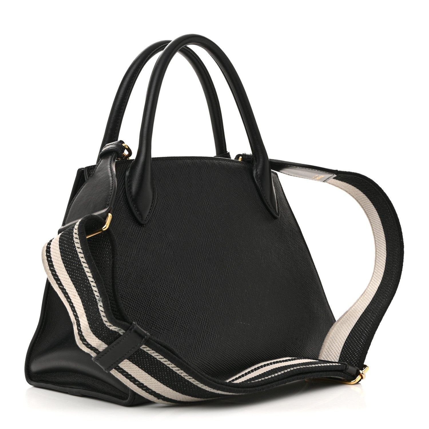 Prada Saffiano Cuir Calfskin Small Monochrome Top Handle Tote Black 3 of 15