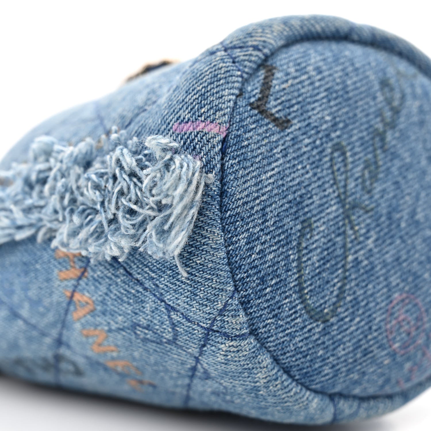 Chanel Denim Quilted Mood Mini Bucket With Chain Blue Multicolor 9 of 10