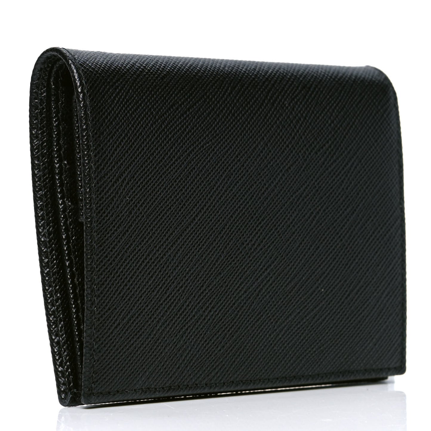 Saffiano Triangle Flap Compact Wallet Black