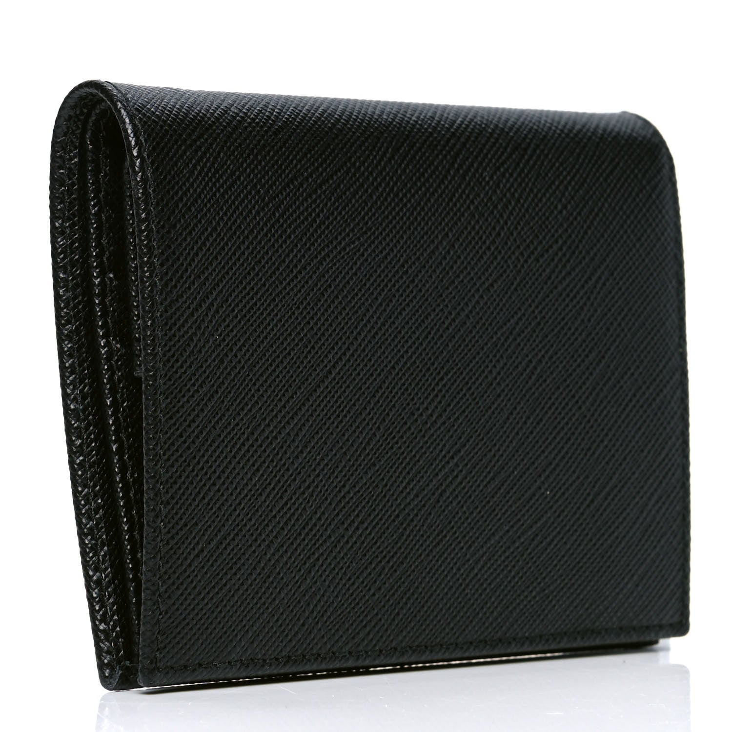 Prada Saffiano Triangle Flap Compact Wallet Black 2 of 4