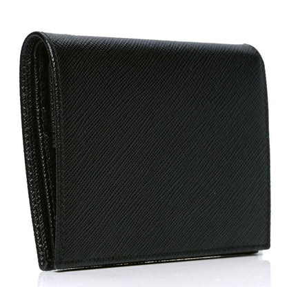 Prada Saffiano Triangle Flap Compact Wallet Black 2 of 4