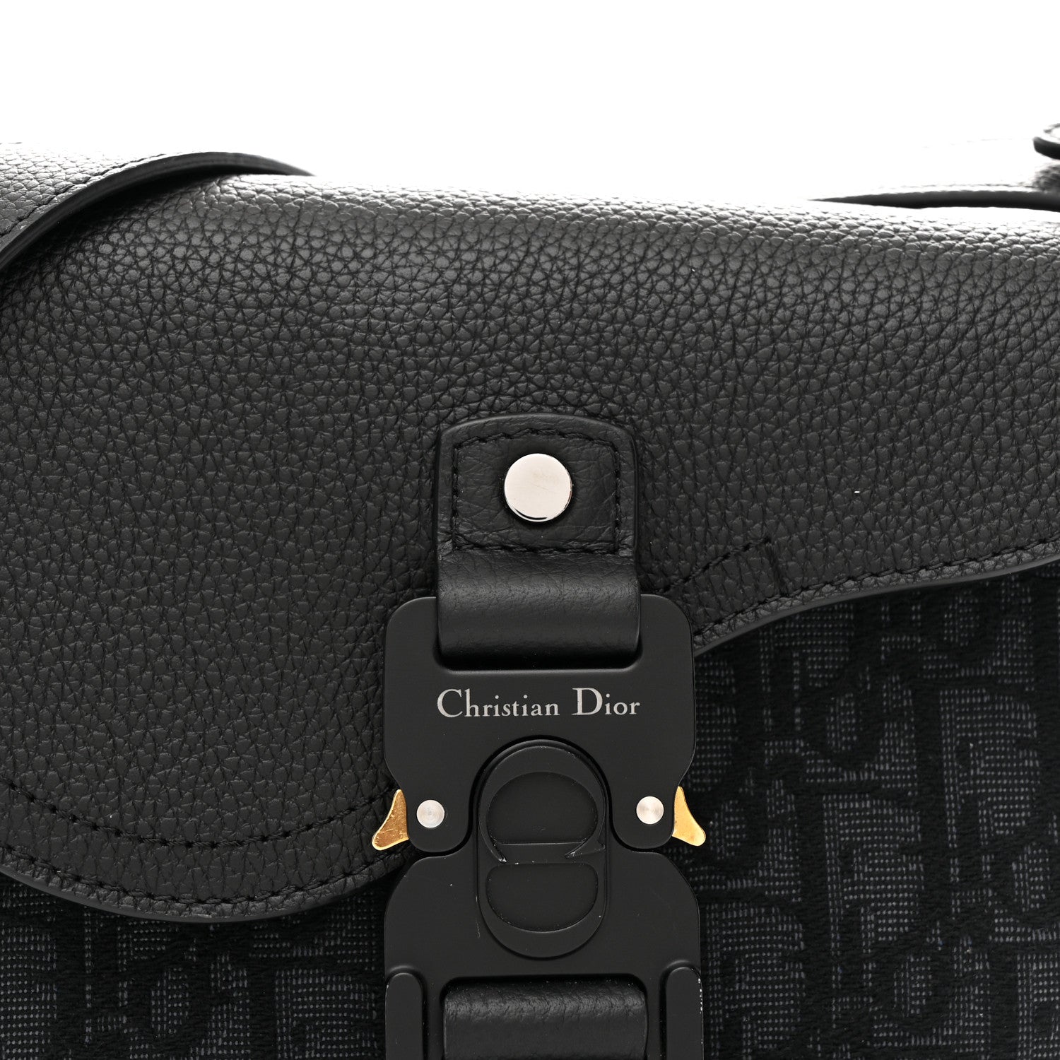 Christian Dior Oblique Jacquard Grained Calfskin Mini Saddle Messenger Bag With Flap Black 8 of 11