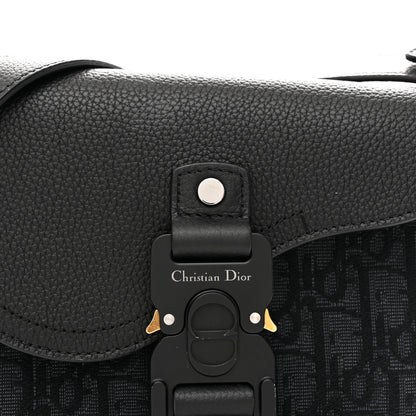 Christian Dior Oblique Jacquard Grained Calfskin Mini Saddle Messenger Bag With Flap Black 8 of 11