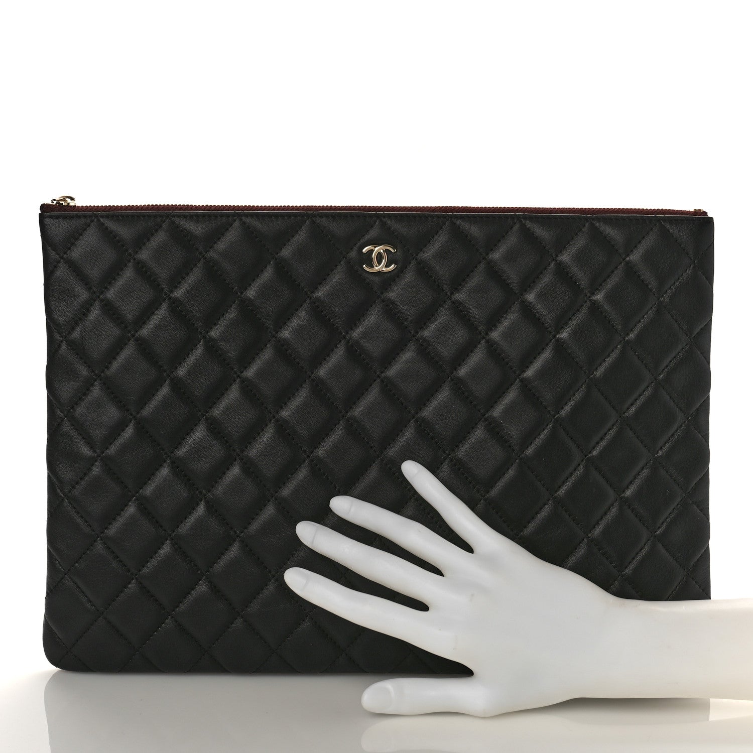 Chanel Lambskin Quilted Large Cosmetic Case Black 2 of 9