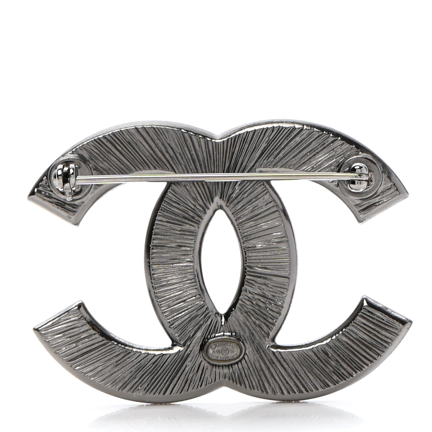 Chanel Enamel CC Brooch Grey White 3 of 5