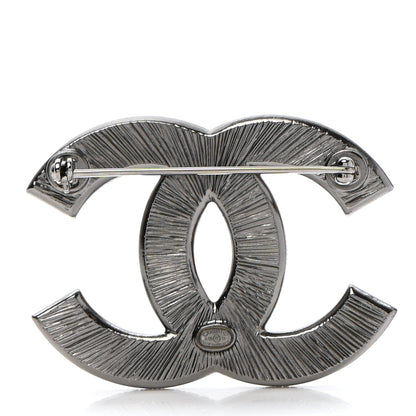 Chanel Enamel CC Brooch Grey White 3 of 5