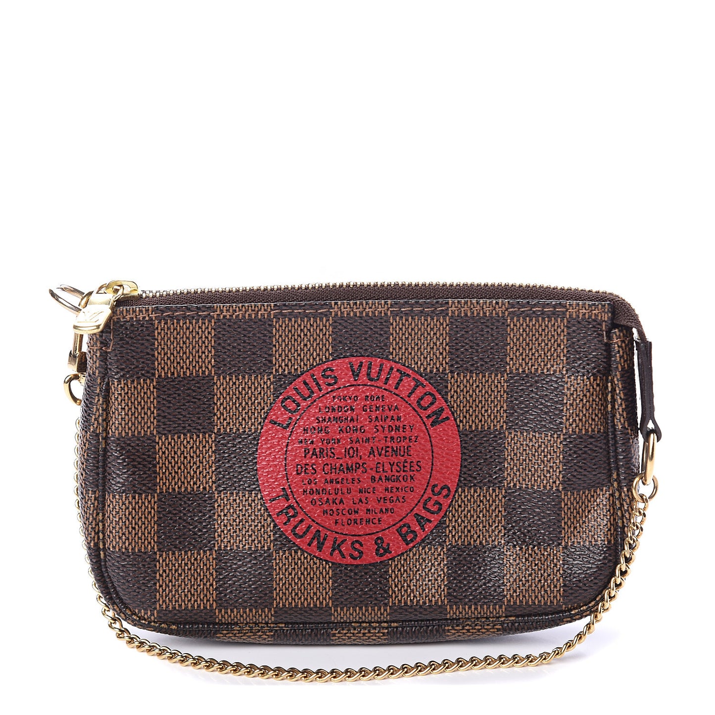 Damier Ebene Complice Trunks and Bags Mini Pochette Accessories Red