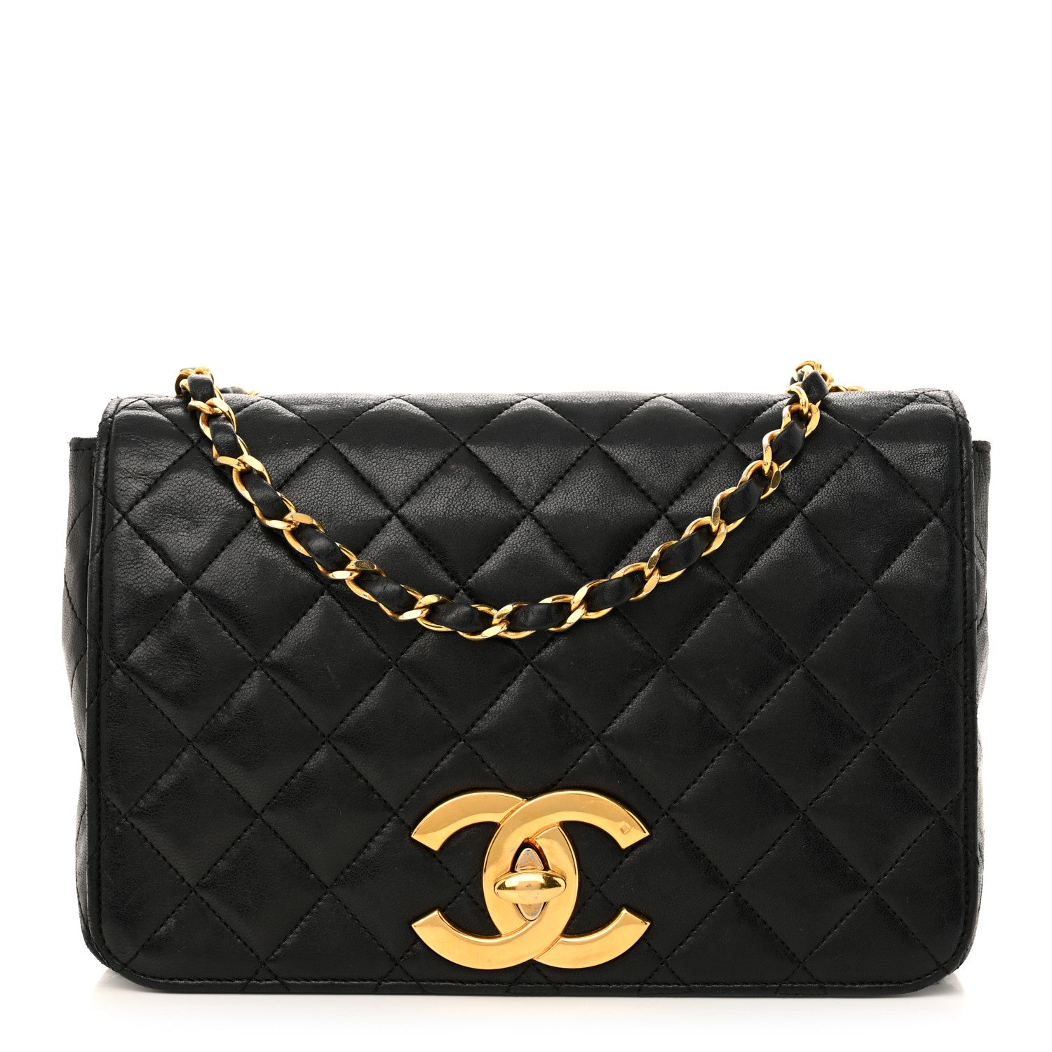 Chanel Lambskin Quilted XL CC Small Single Flap Black 1 of 16