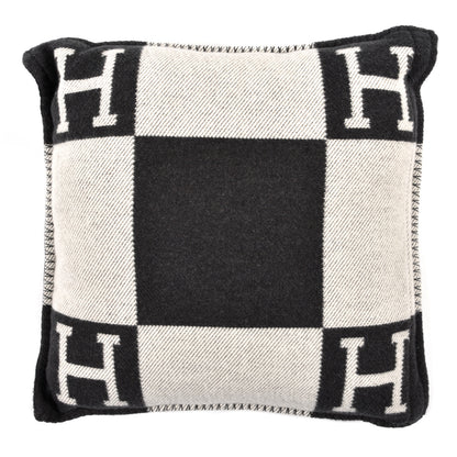 Hermes Wool Cashmere Avalon Pillow PM Ecru Gris Fonce 2 of 3