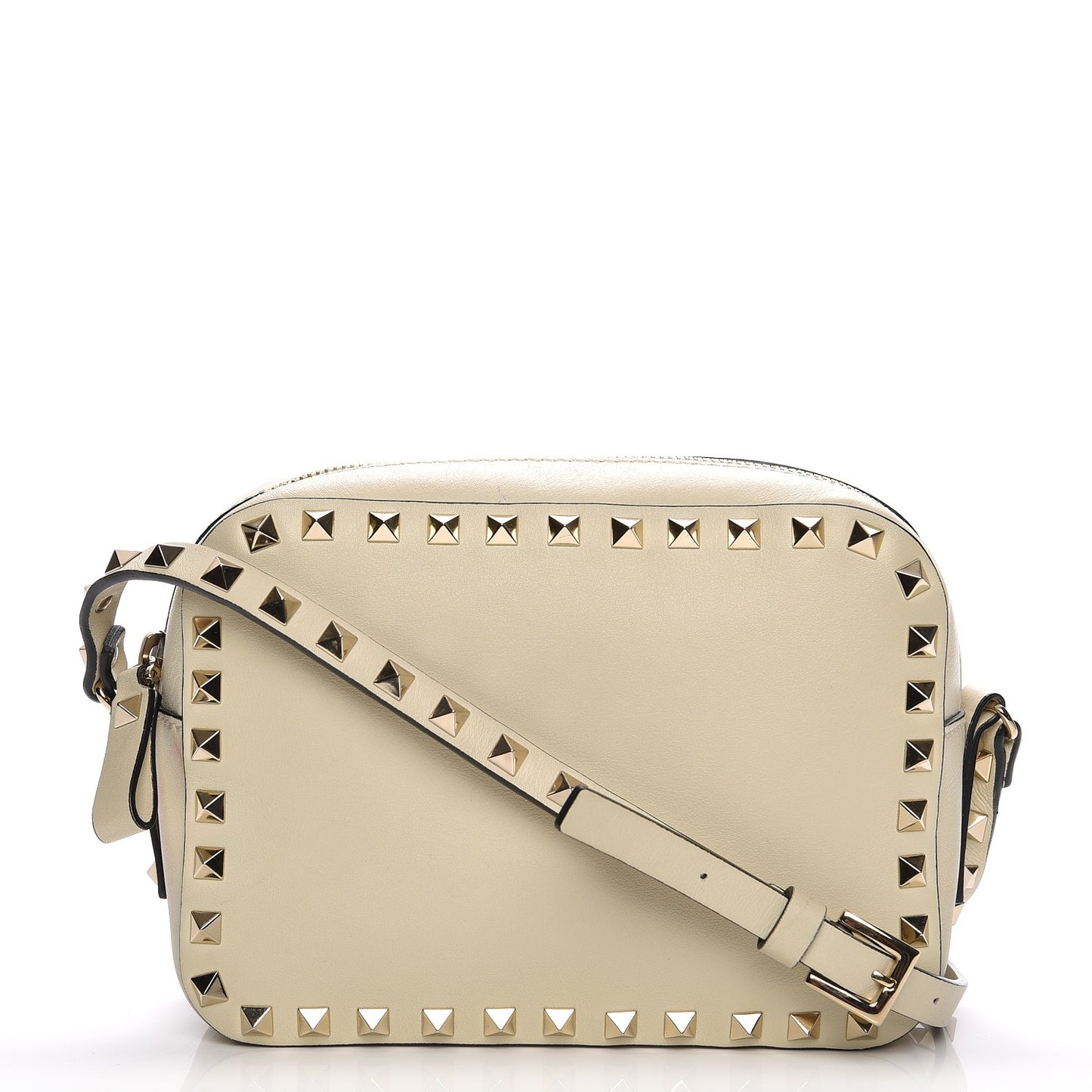 Vitello Rockstud Camera Crossbody Bag Ivory