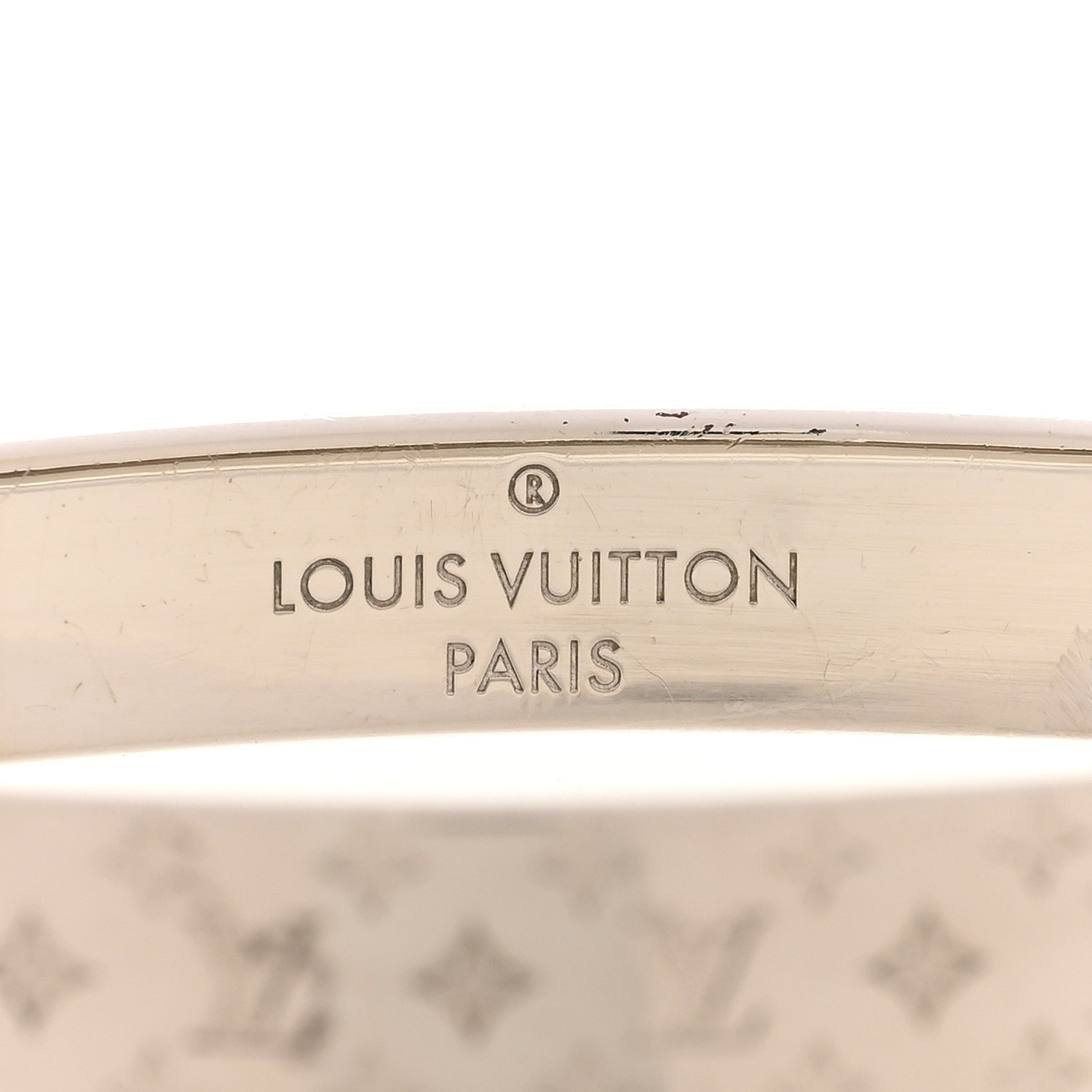 Louis Vuitton Brass Palladium Plated Nanogram Cuff S Silver 4 of 7